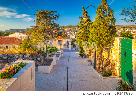 Street of Primosten town. Street of Primosten town. 69148686