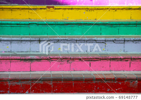 rainbow colored urban staircase in Balat, Istanbul rainbow colored urban staircase in Balat, Istanbul 69148777