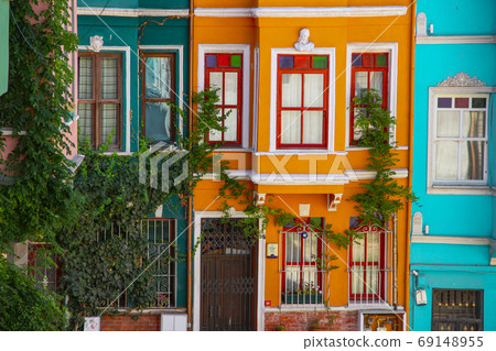 Colorful buildings in Balat in Istanbul, Turkey 69148955
