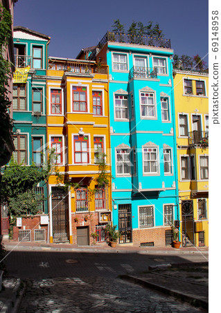 Colorful buildings in Balat in Istanbul, Turkey Colorful buildings in Balat in Istanbul, Turkey 69148958