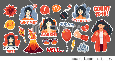 Anger, emotional breakdown, irritation, rejection concept. Anger, emotional breakdown, irritation, rejection concept. 69149039