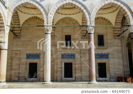 historic ottoman columns of Suleymaniye mosque in Istanbul, Turkey 69149075