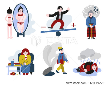 Anorexia, bulimia, depression, eating and bipolar disorder, paranoia, panic attack, dementia.  69149226