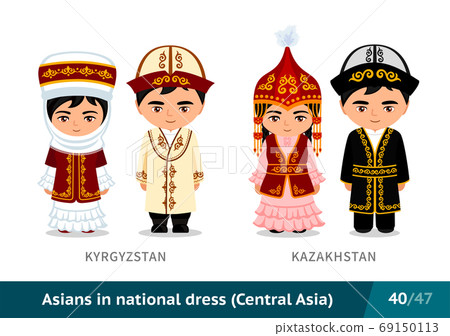 Kyrgyzstan, Kazakhstan. Men and women in national dress. 69150113