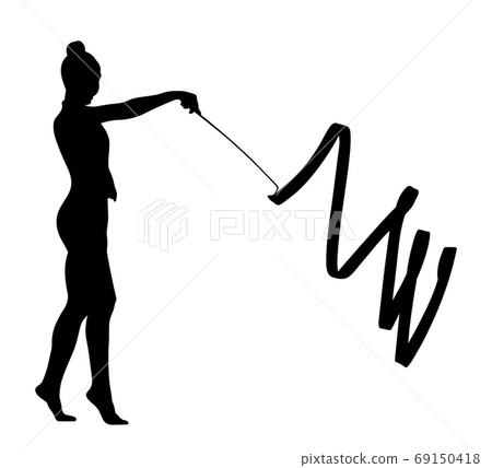 artistic gymnastics girl with ribbon 69150418