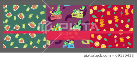 set of Falling coins and dollar seamless pattern, business and finance, return on investment, income growth, financial background, vector illustration 69150438