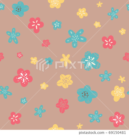 Seamless vector doodle floral pattern, spring summer backdrop. Hand drawn surface pattern design with flowers . Seamless texture can be used for wallpapers, pattern fills, surface textures. Seamless vector doodle floral pattern, spring summer backdrop. Hand drawn surface pattern design with flowers . Seamless texture can be used for wallpapers, pattern fills, surface textures. 69150481