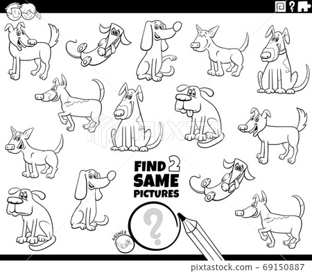 find two same dog task coloring book page 69150887