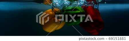 close-up. object shooting. peppers in water close-up. object shooting. peppers in water 69151881