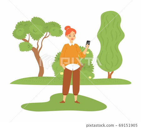 Beautiful girl showing new smartphone, young woman, happy lady, Isolated on white, design, cartoon style vector illustration. Beautiful girl showing new smartphone, young woman, happy lady, Isolated on white, design, cartoon style vector illustration. 69151905