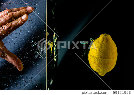 close-up. object shooting. lemon in water close-up. object shooting. lemon in water 69151998
