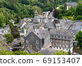 beautiful view of old town Monschau in Germany 69153407