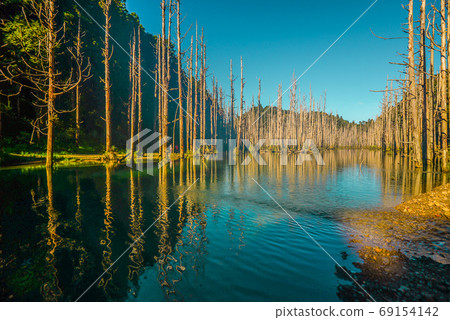 台灣高山湖泊-水漾森林 藍天倒影 69154142