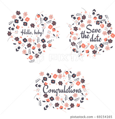 Set of three labels with flowers, vector illustration 69154165