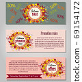 Set template card with flowers, fall sales, vector illustration 69154172
