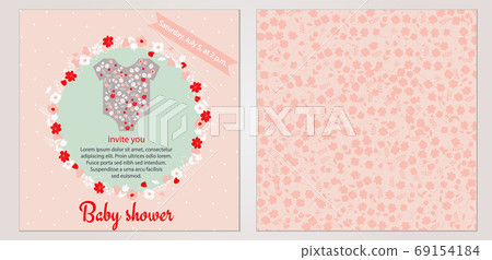 Baby shower with body and flowers, vector illustration 69154184