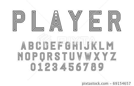 Set of alphabets font letters and numbers 69154657