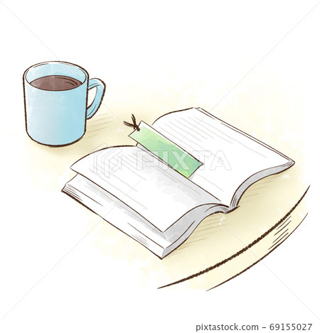 Reading book and cold coffee 69155027