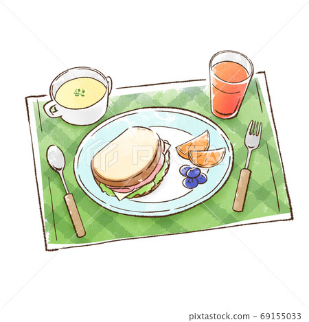Meals with fruits and potatoes in Sandwich 69155033