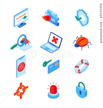 Data protection - modern colorful isometric icons set 69155456