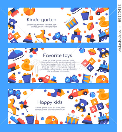 Favorite toys - set of flat design style banners Favorite toys - set of flat design style banners 69155458