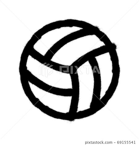 Sprayed volleyball icon. Graffiti overspray in black over white. Vector illustration. Sprayed volleyball icon. Graffiti overspray in black over white. Vector illustration. 69155541