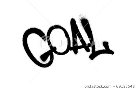 Sprayed goal font graffiti with overspray in black over white. Vector illustration. 69155548