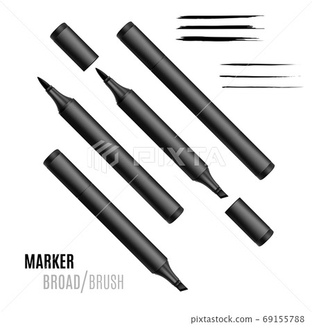 Black marker set. Double-sided realistic marker. Black marker set. Double-sided realistic marker. 69155788