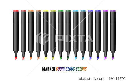 Set of bright markers on a white background. Realistic vector illustration. Set of bright markers on a white background. Realistic vector illustration. 69155791
