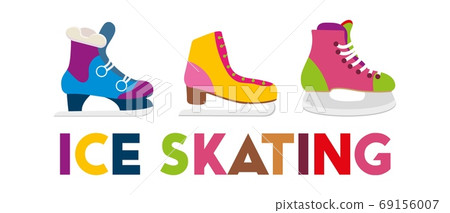 Colorful ice skates vector illustration. Winter outdoor activity. 69156007