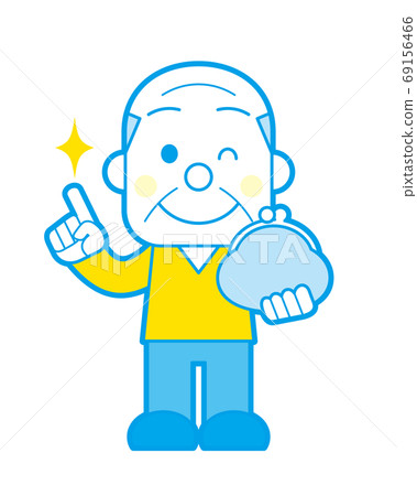 Elderly man with a purse and a smile Simple color Elderly man with a purse and a smile Simple color 69156466