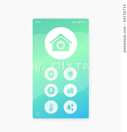 Smart home app interface, mobile ui, vector Smart home app interface, mobile ui, vector 69156714
