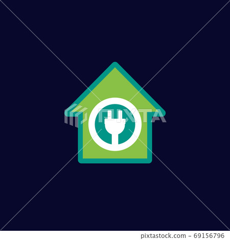 electricity icon with home and electric plug 69156796