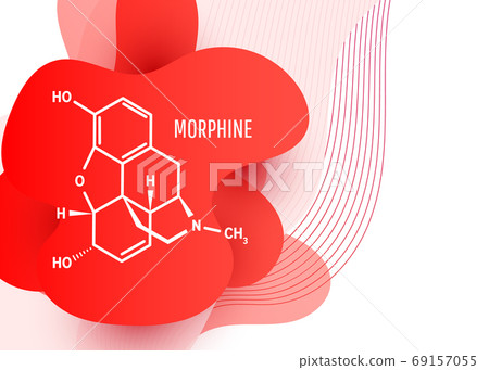 Morphine chemical formula, opium alkaloid. 69157055