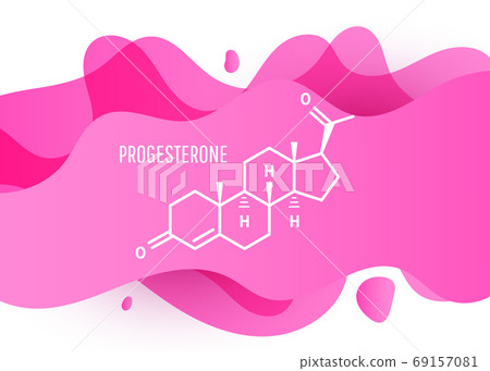 Progesterone female sex hormone molecule on..