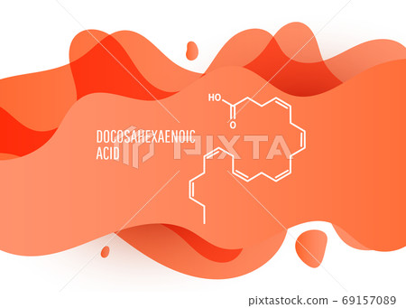 Docosahexaenoic acid, DHA, doconexent, cervonic acid molecule. Skeletal chemical formula. Vector illustration Docosahexaenoic acid, DHA, doconexent, cervonic acid molecule. Skeletal chemical formula. Vector illustration 69157089