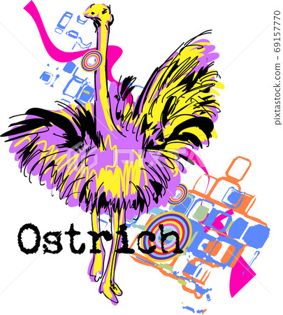 Ostrich. Vector illustration. Good design for greetings, cards, t-shirt      design and the like. 69157770