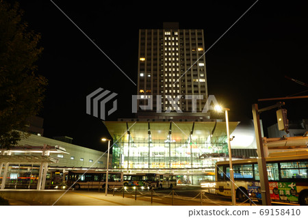 Fukui City West Exit Dinosaur Square New Corona Fukui Alert Night View Fukui City West Exit Dinosaur Square New Corona Fukui Alert Night View 69158410
