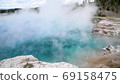Hot blue pool in Yellowstone National Park, Wyoming, USA 69158475