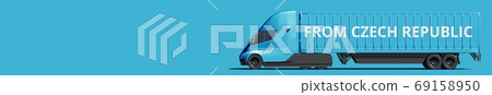 FROM CZECH REPUBLIC text on the side of the truck. 3d rendering FROM CZECH REPUBLIC text on the side of the truck. 3d rendering 69158950
