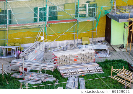 view of the residential building facade insulation construction site 69159031