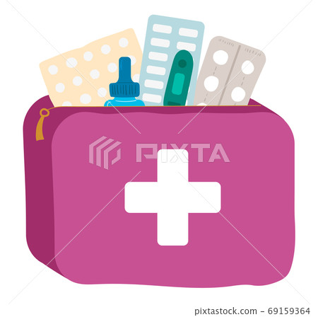 Doctor in hospital, virus medicines, medical set, icon, medicine chest, emergency, cartoon vector illustration, isolated on white. Doctor in hospital, virus medicines, medical set, icon, medicine chest, emergency, cartoon vector illustration, isolated on white. 69159364