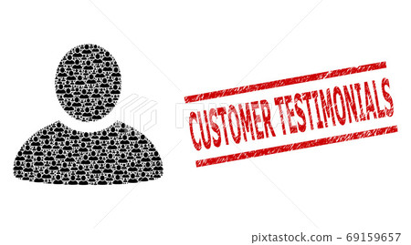 Man Collage of Man Icons and Textured Customer Testimonials Seal Stamp Man Collage of Man Icons and Textured Customer Testimonials Seal Stamp 69159657