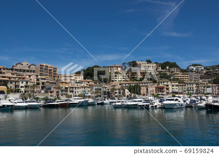 Marina view village of Port-Soller, Mallorca island Spain 69159824