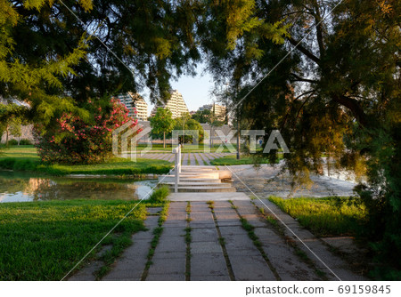 Valencia, Spain Turia gardens, park made in old riverbed Gigapan reflection in the water Valencia, Spain Turia gardens, park made in old riverbed Gigapan reflection in the water 69159845