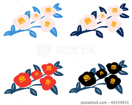 Showa Retro Camellia with branch・4 types set 69159931