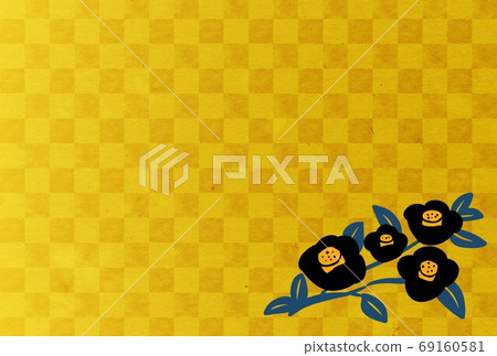 Showa retro camellia black on gold 69160581