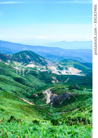 Scenery of Kenashi Pass (View of the Kogushi sulfur mine from Mt. Gafu) Scenery of Kenashi Pass (View of the Kogushi sulfur mine from Mt. Gafu) 69163466