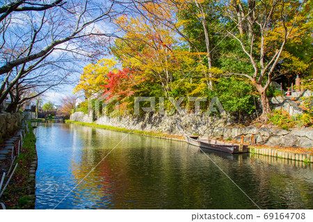 Autumn leaves of Hatchobori, Omihachiman City, Shiga Prefecture Autumn leaves of Hatchobori, Omihachiman City, Shiga Prefecture 69164708