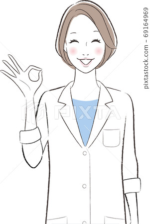 A female doctor smiling and giving an OK sign A female doctor smiling and giving an OK sign 69164969
